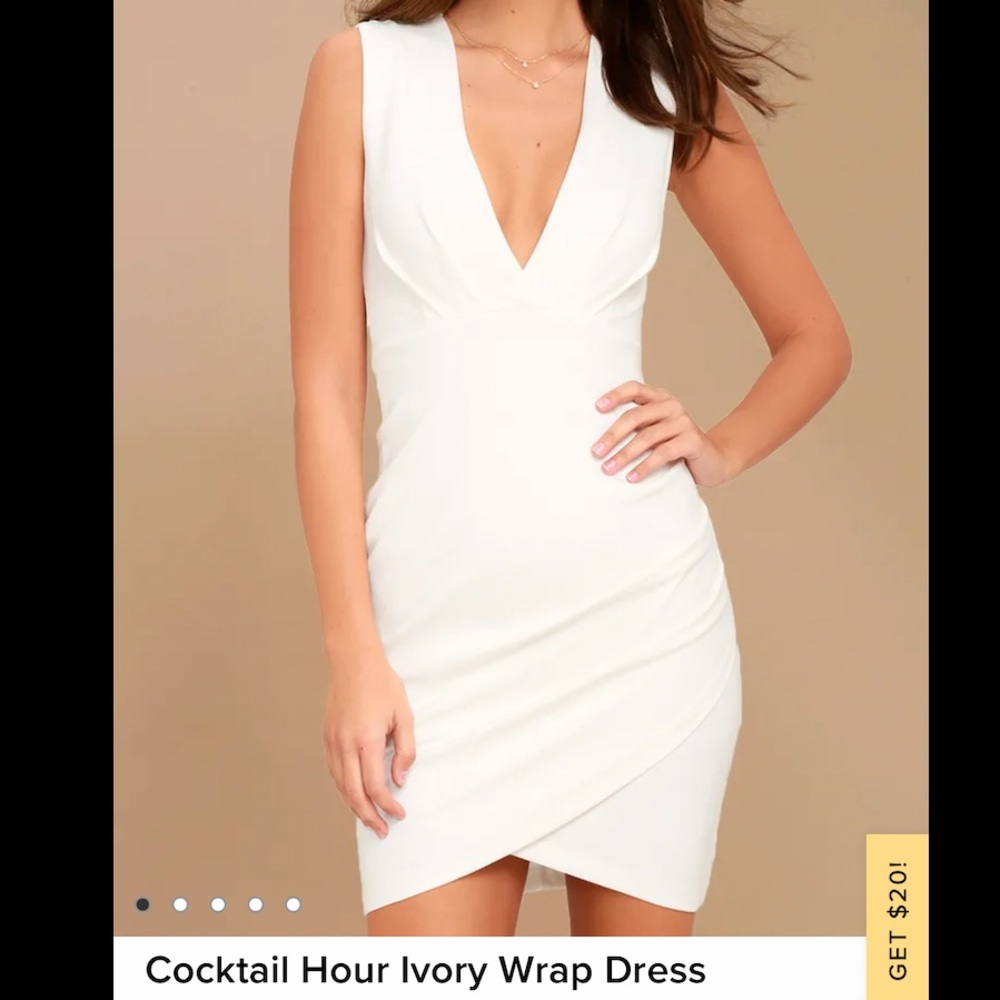 Lulu’s Cocktail Hour Ivory Wrap Dress